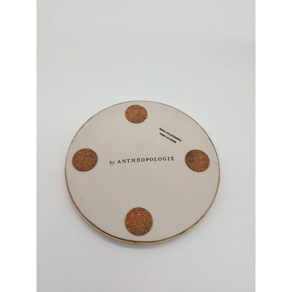 Anthropologie G Mosiac Monogram Coaster Gold Rim
